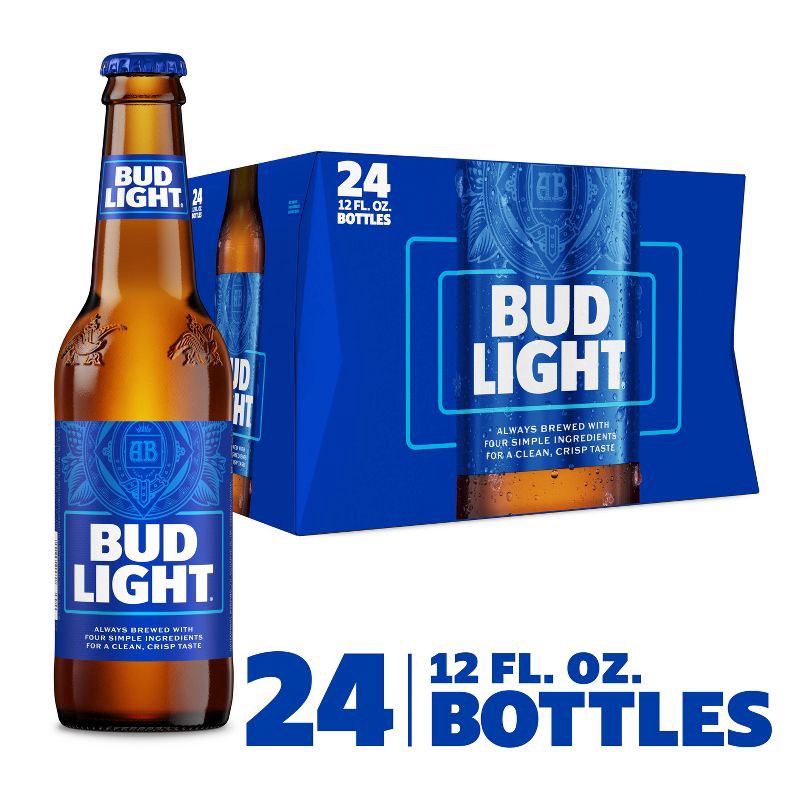 slide 2 of 13, Bud Light American Lager Beer - 24pk/12 fl oz Bottles, 24 ct; 12 fl oz