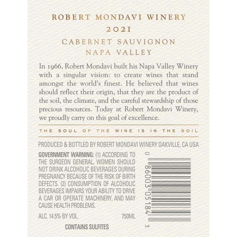 slide 10 of 10, Robert Mondavi Winery Napa Valley Cabernet Sauvignon Red Wine - 750ml Bottle, 750 ml