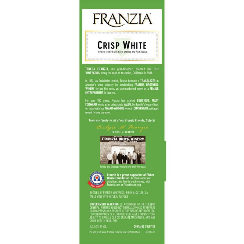 slide 8 of 8, Franzia Crisp White Wine - 3L Box, 3 liter