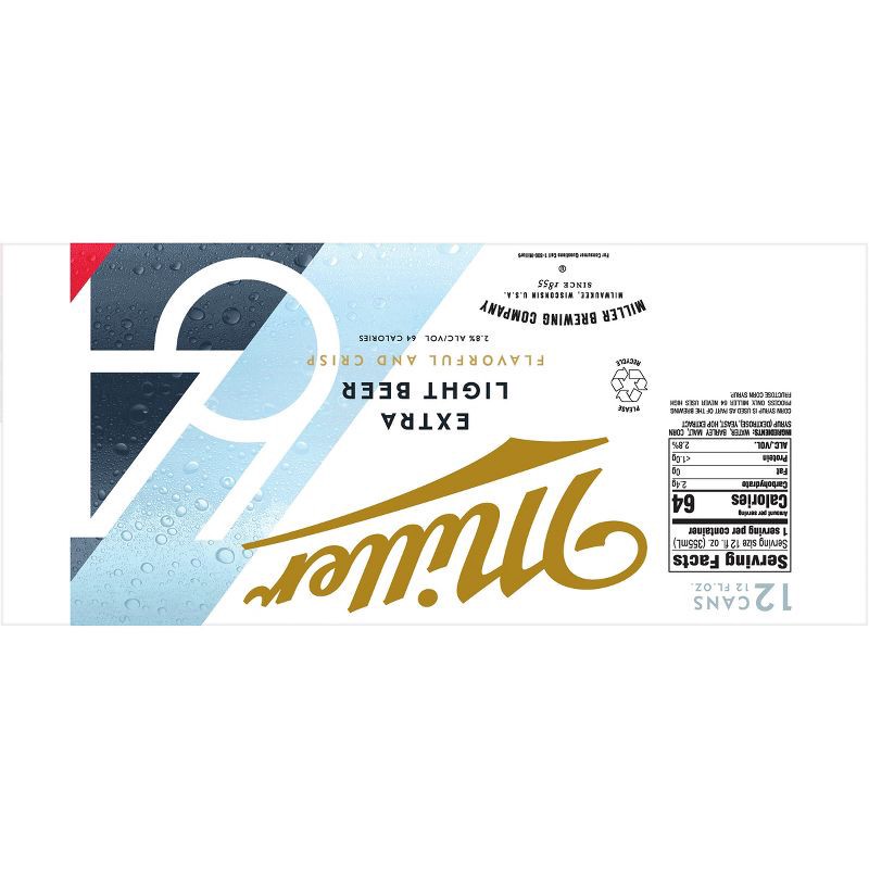 slide 6 of 14, Miller Extra Light Beer - 12pk/12 fl oz Cans, 12 ct; 12 fl oz