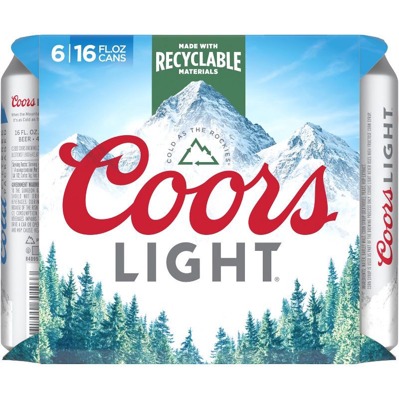 slide 7 of 7, Coors Light Beer - 6pk/16 fl oz Cans, 6 ct; 16 fl oz