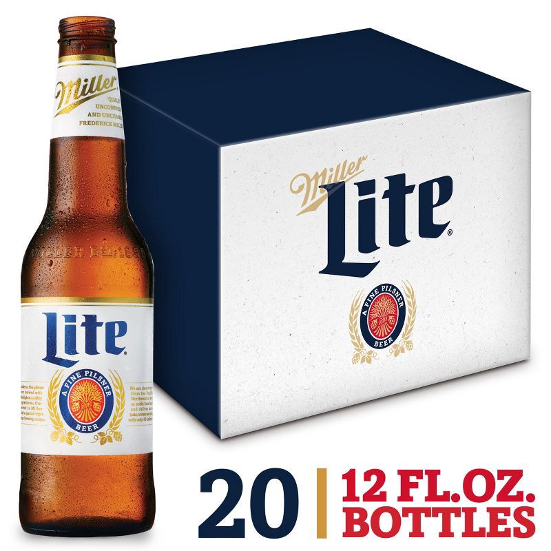 slide 1 of 9, Miller Lite Beer - 20pk/12 fl oz Bottles, 20 ct; 12 fl oz
