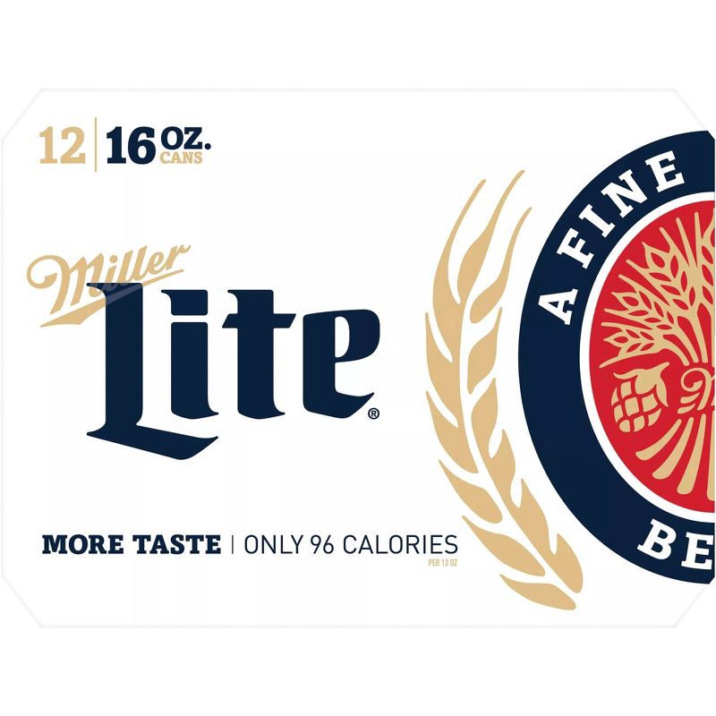 slide 7 of 8, Miller Lite Beer - 12pk/16 fl oz Cans, 12 ct; 16 fl oz