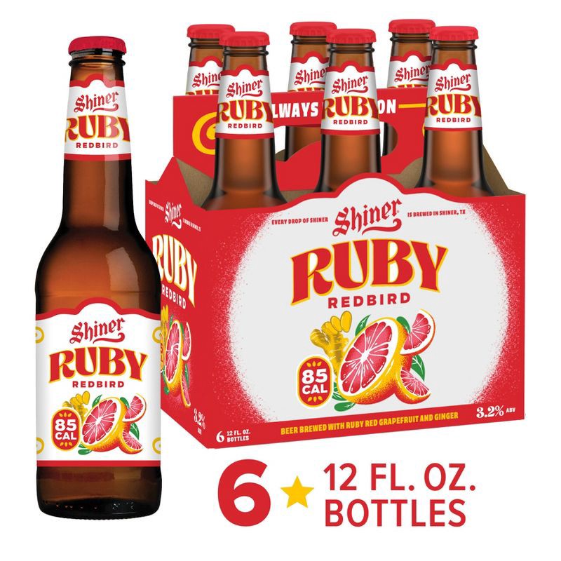 slide 3 of 9, Shiner Ruby Redbird Grapefruit Beer - 6pk/12 fl oz Bottles, 6 ct; 12 fl oz