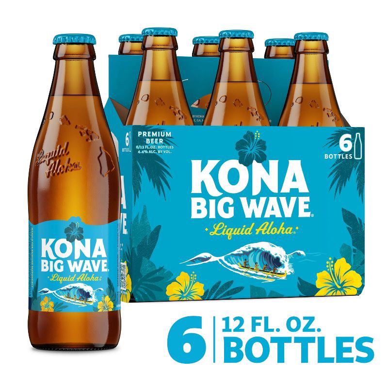 slide 2 of 10, Kona Brewing Co. Kona Big Wave Golden Ale Beer - 6pk/12 fl oz Bottles, 6 ct; 12 fl oz
