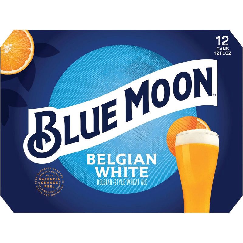 slide 7 of 7, Blue Moon Belgian White Wheat Ale Beer - 12pk/12 fl oz Cans, 12 ct; 12 fl oz