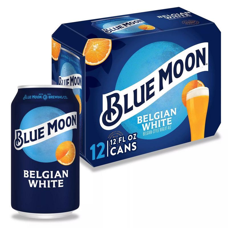 slide 1 of 7, Blue Moon Belgian White Wheat Ale Beer - 12pk/12 fl oz Cans, 12 ct; 12 fl oz