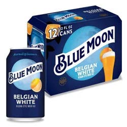 Blue Moon Belgian White Wheat Ale Beer - 12pk/12 fl oz Cans