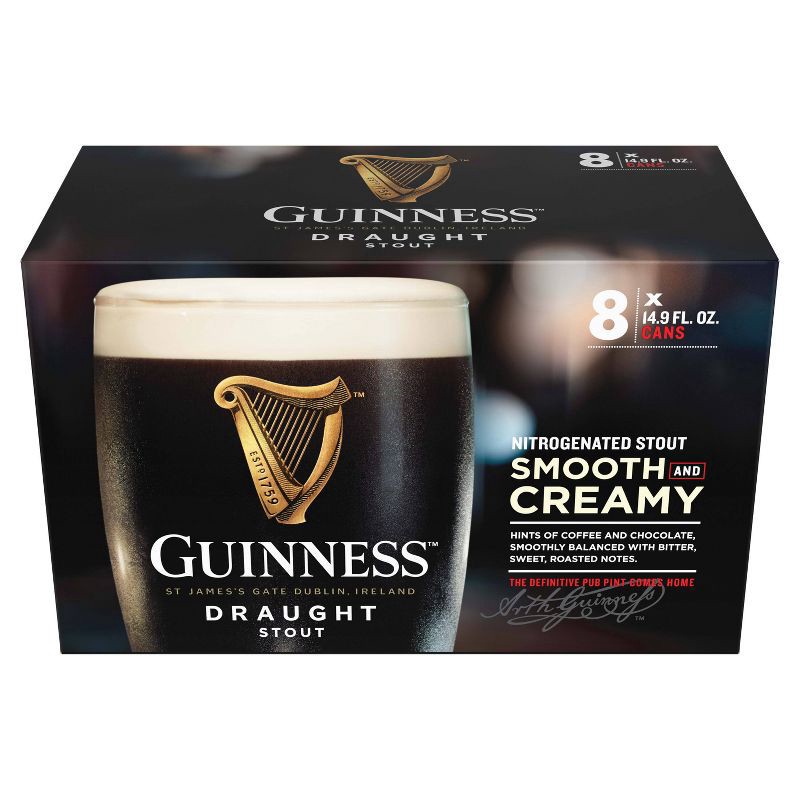 slide 4 of 9, Guinness Draught Beer - 8pk/14.9 fl oz Cans, 8 ct, 14.9 fl oz