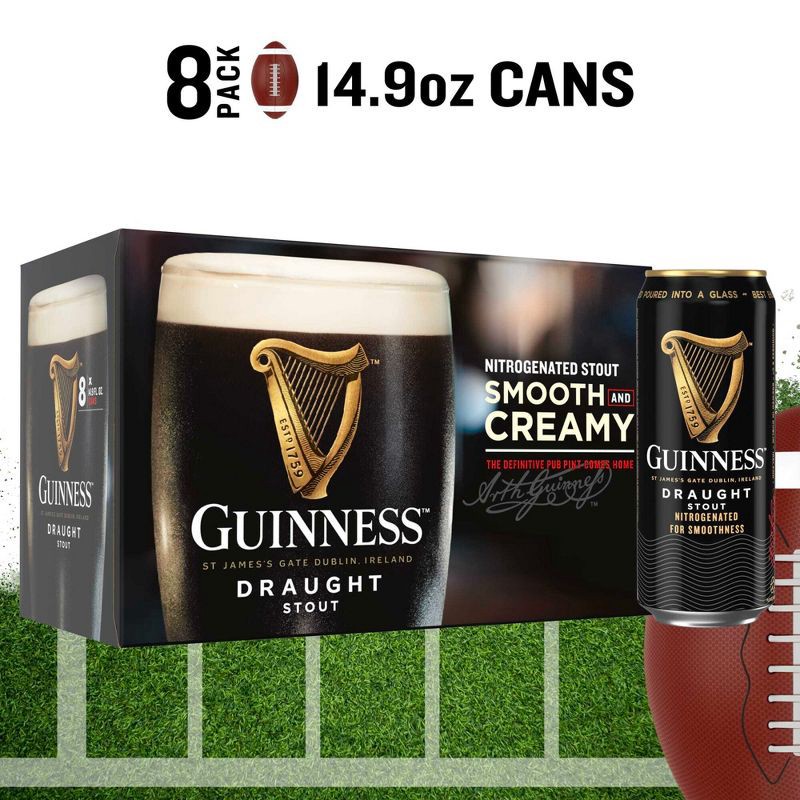 slide 1 of 9, Guinness Draught Beer - 8pk/14.9 fl oz Cans, 8 ct, 14.9 fl oz