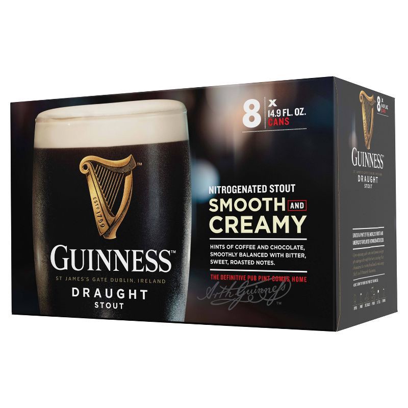 slide 8 of 9, Guinness Draught Beer - 8pk/14.9 fl oz Cans, 8 ct, 14.9 fl oz