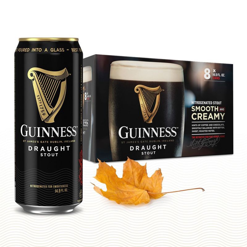 slide 2 of 9, Guinness Draught Beer - 8pk/14.9 fl oz Cans, 8 ct, 14.9 fl oz