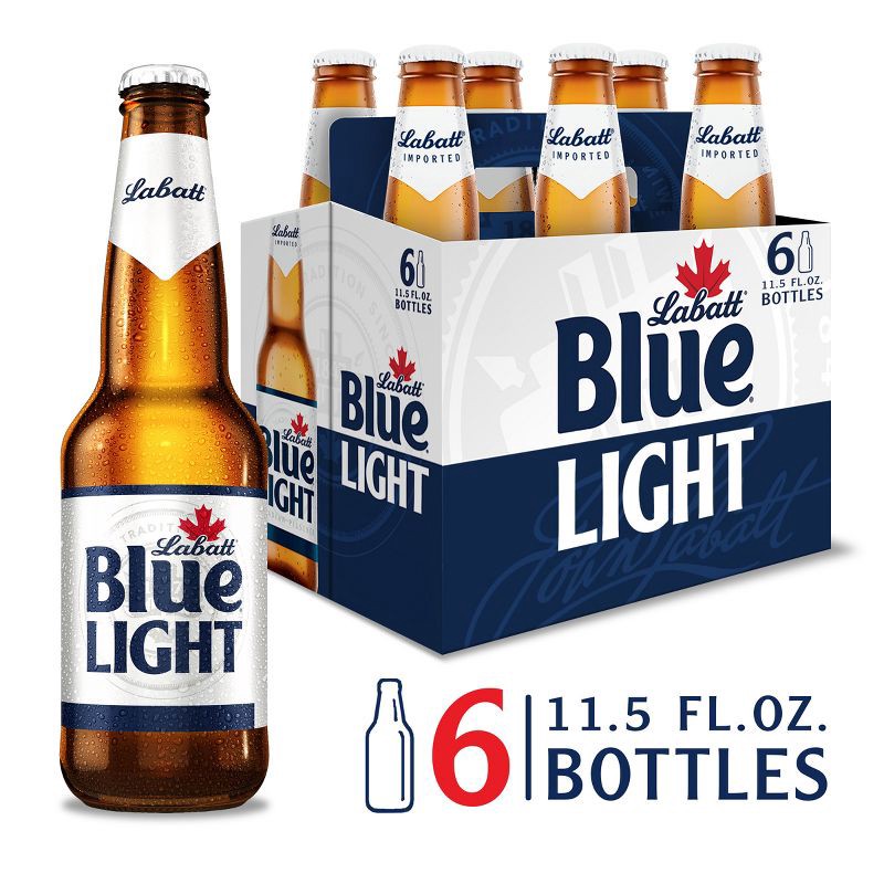 slide 1 of 9, Labatt Blue Light Canadian Pilsener Beer - 6pk/12 fl oz Bottles, 6 ct; 12 fl oz