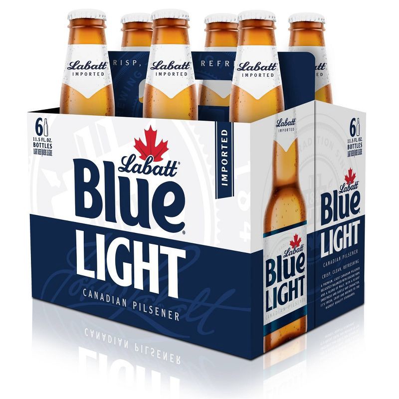 slide 1 of 2, Labatt Blue Light Canadian Pilsener Beer - 6pk/12 fl oz Bottles, 6 ct; 12 fl oz
