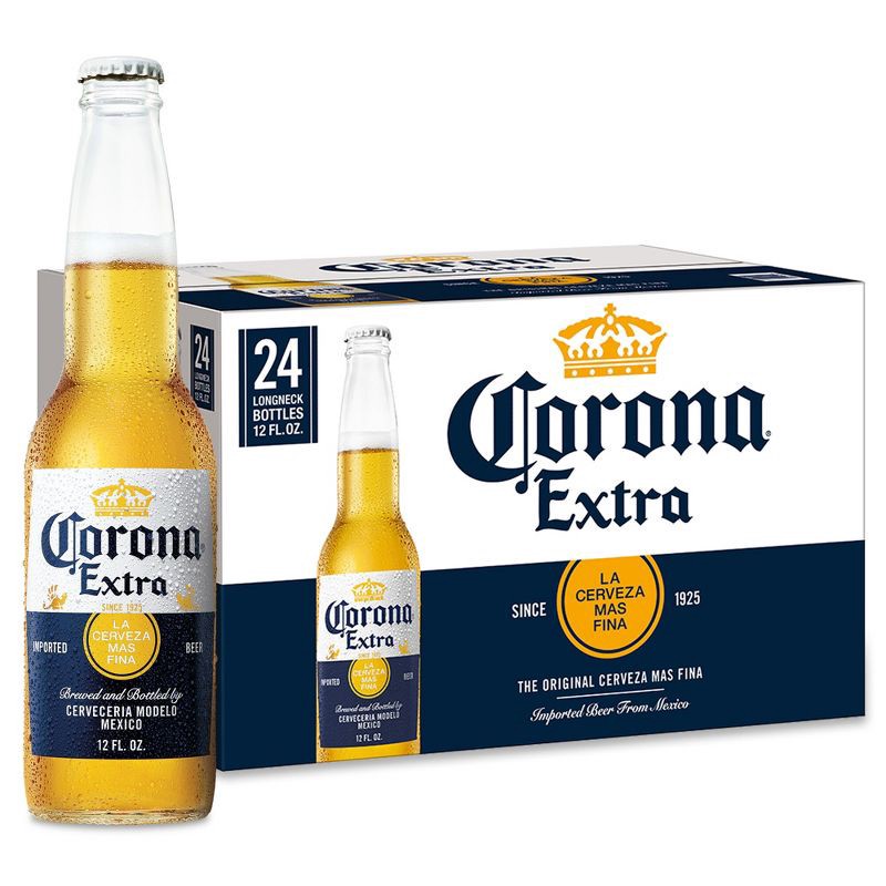 slide 1 of 9, Corona Extra Lager Beer - 24pk/12 fl oz Bottles, 24 ct; 12 fl oz