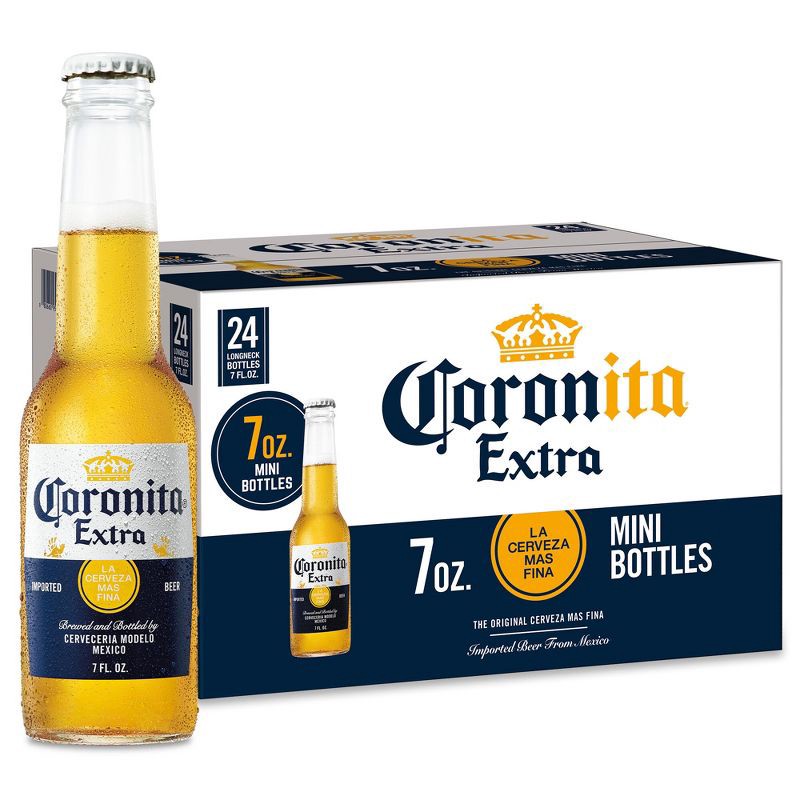 slide 1 of 10, Corona Extra Coronita Lager Beer - 24pk/7 fl oz Mini Bottles, 24 ct, 7 fl oz