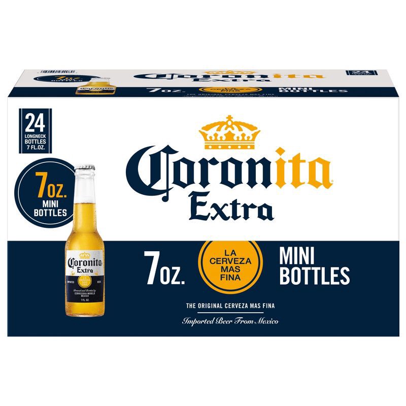 slide 9 of 10, Corona Extra Coronita Lager Beer - 24pk/7 fl oz Mini Bottles, 24 ct, 7 fl oz