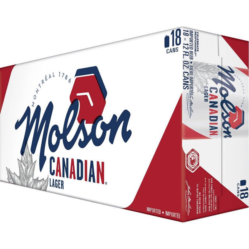 slide 1 of 3, Molson Canadian Lager Beer - 18pk/12 fl oz Cans, 18 ct; 12 fl oz