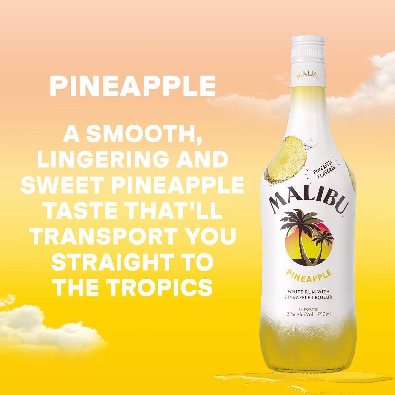 slide 2 of 10, Malibu Pineapple Flavored White Rum - 750ml Bottle, 750 ml