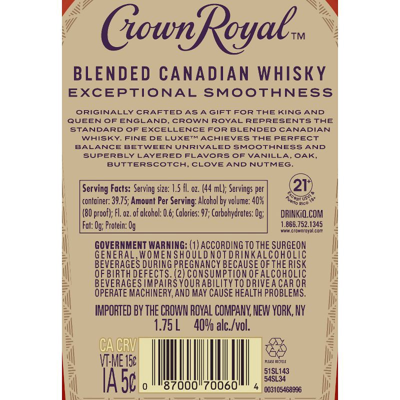 slide 4 of 6, Crown Royal Canadian Whisky - 1.75L Bottle, 1.75 liter