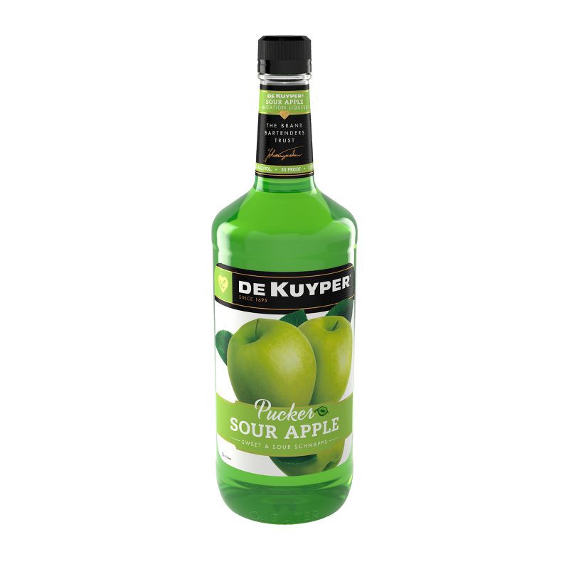 slide 1 of 2, DeKuyper Sour Apple Pucker Liqueur - 1L Bottle, 1 liter