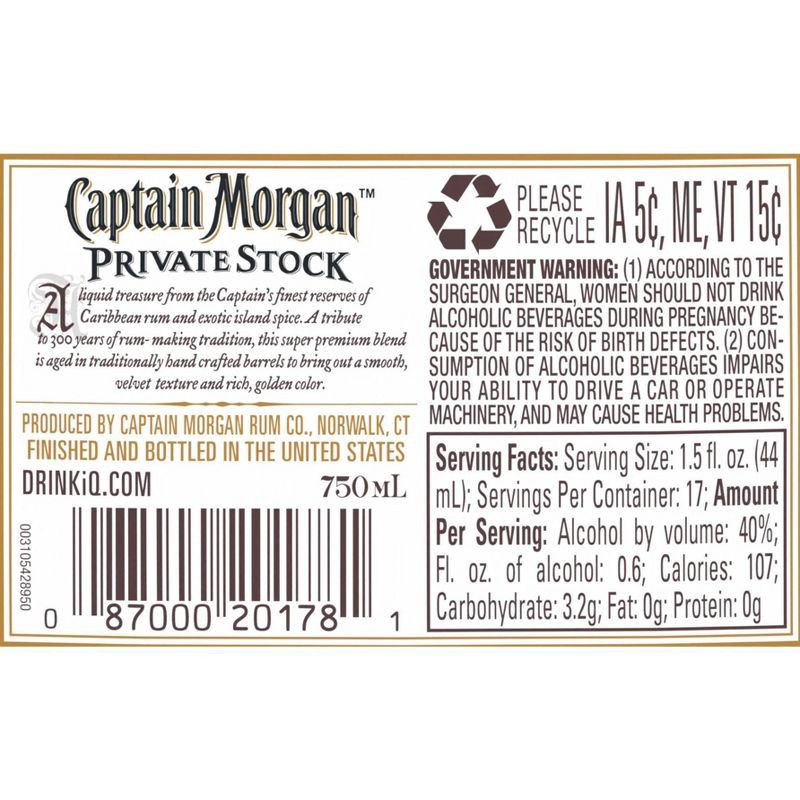slide 2 of 4, Captain Morgan Private Stock Rum - 750ml Bottle, 750 ml
