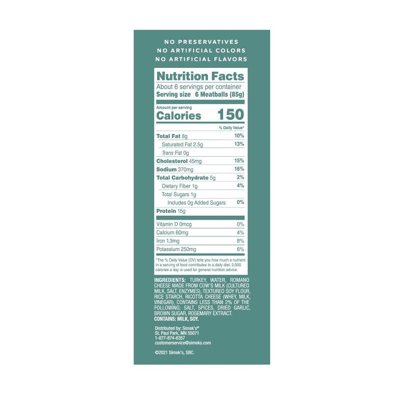 slide 4 of 4, SIMEK's Gluten Free Turkey Meatballs - Frozen - 17oz, 17 oz