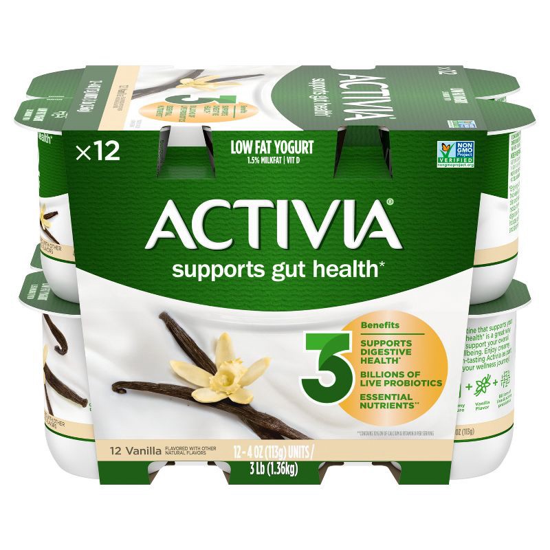 slide 2 of 14, Activia Low Fat Probiotic Vanilla Yogurt - 12ct/4oz Cups, 12 ct; 4 oz