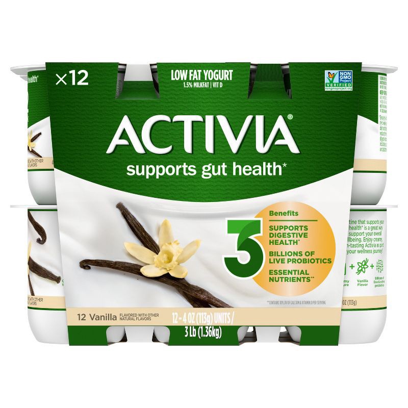 slide 7 of 14, Activia Low Fat Probiotic Vanilla Yogurt - 12ct/4oz Cups, 12 ct; 4 oz