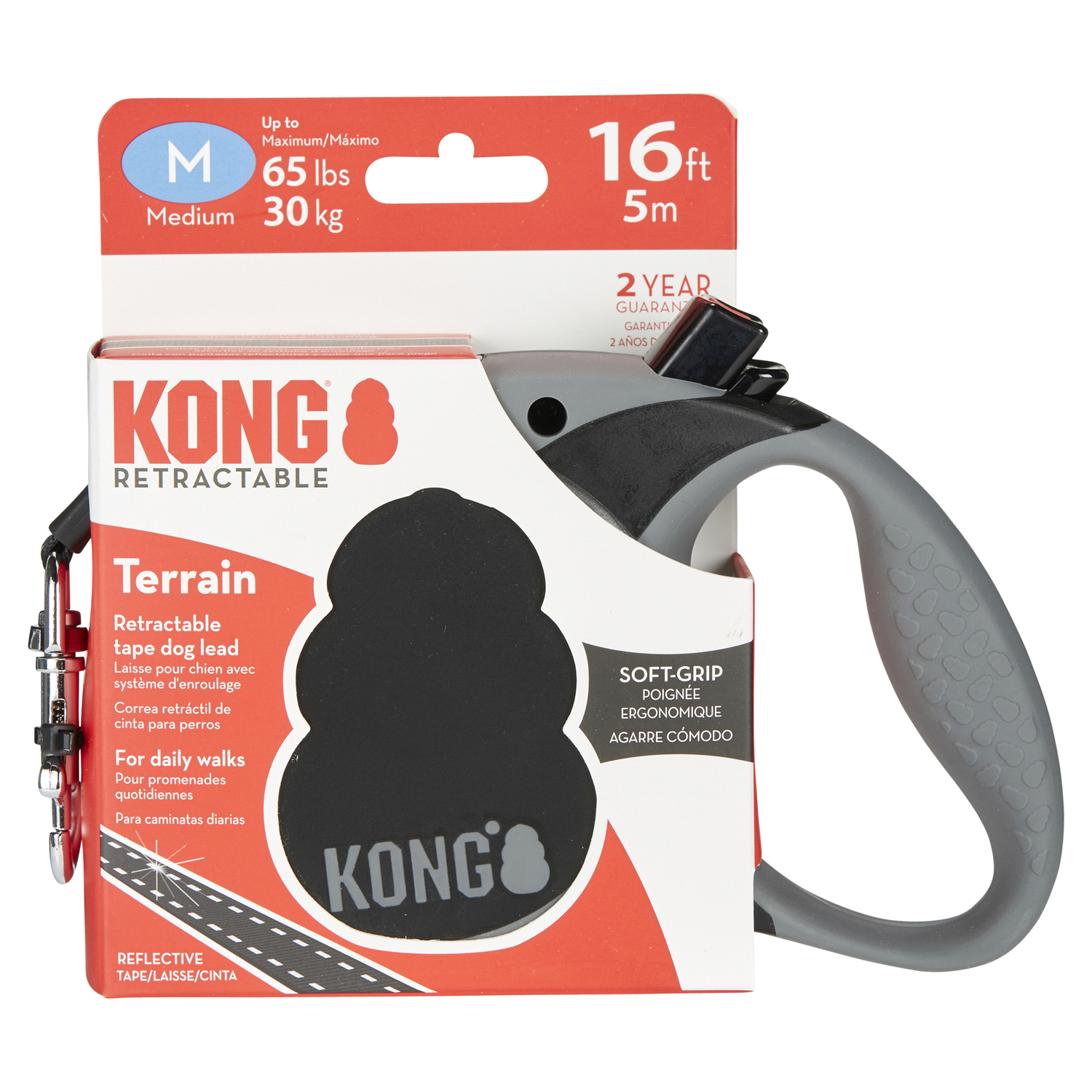 slide 1 of 5, KONG Retractable Leash, MED