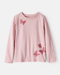 Carter's Carters Girls Butterfly Long-Sleeve Graphic Tee - Purple Pink M