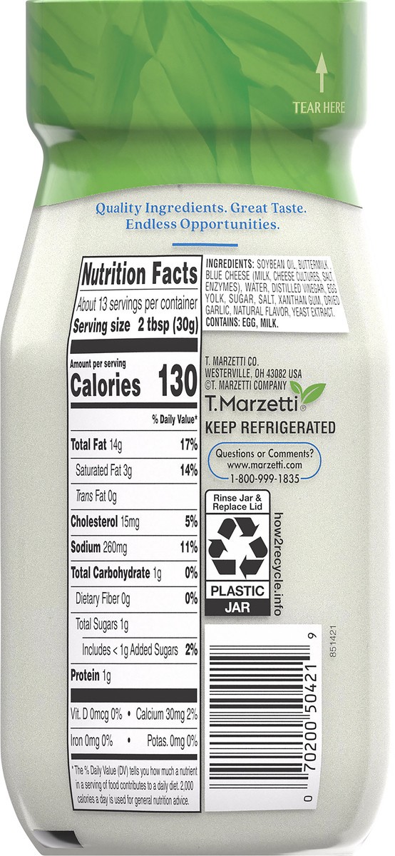 slide 5 of 9, Marzetti Dressing & Dip, Blue Cheese, Chunky, 13 fl oz