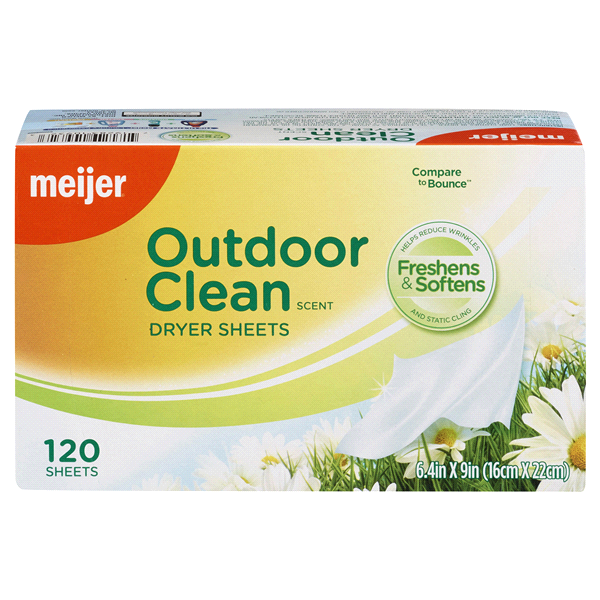 slide 1 of 3, Meijer Fabric Softener Sheets, Outdoor Clean, 120 ct