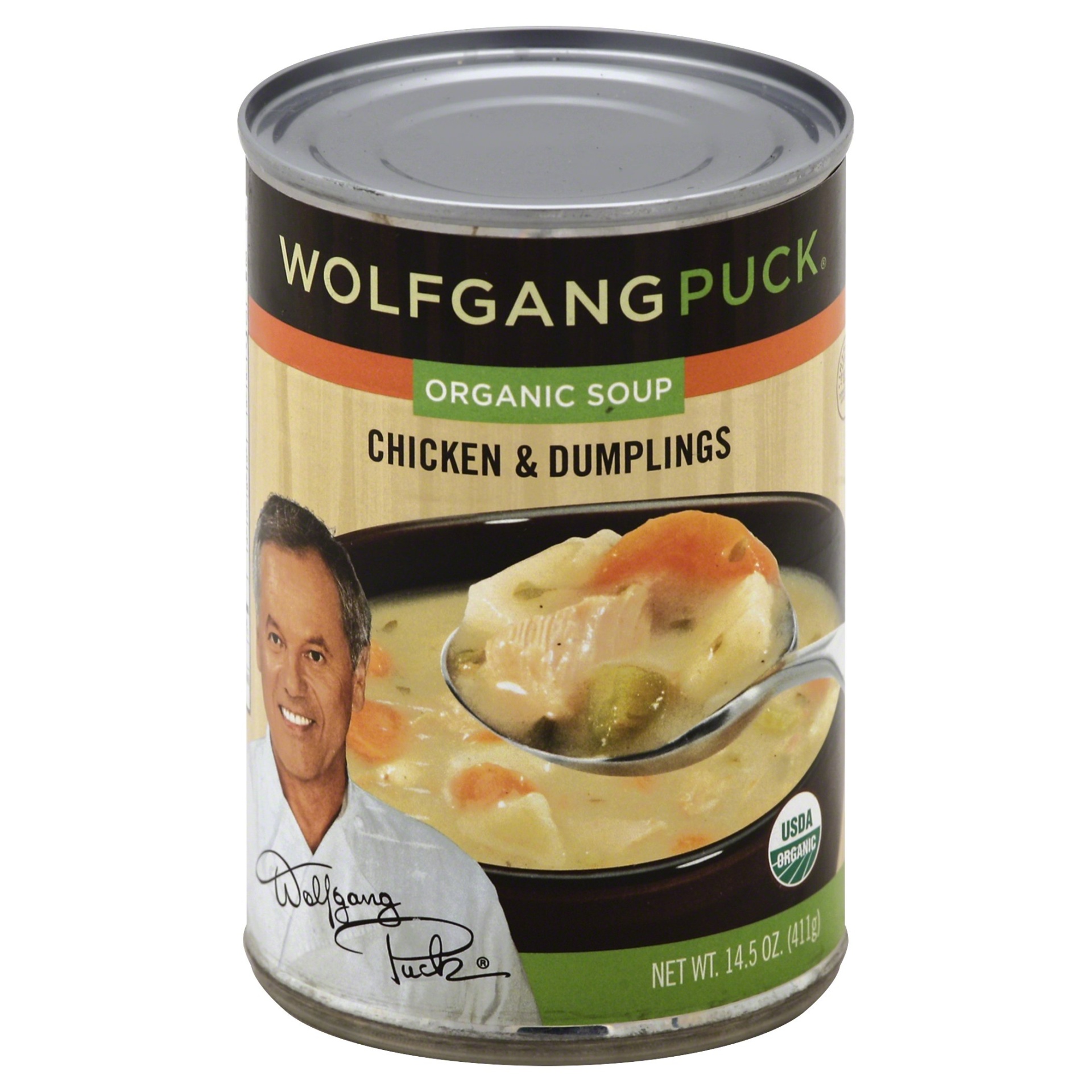 slide 1 of 1, Wolfgang Puck Organic Free Range Chicken Dumplings Soup, 14.5 oz