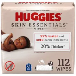 Huggies Skin Essentials Baby Wipes, 2 Flip Top Packs (112 Wipes Total)
