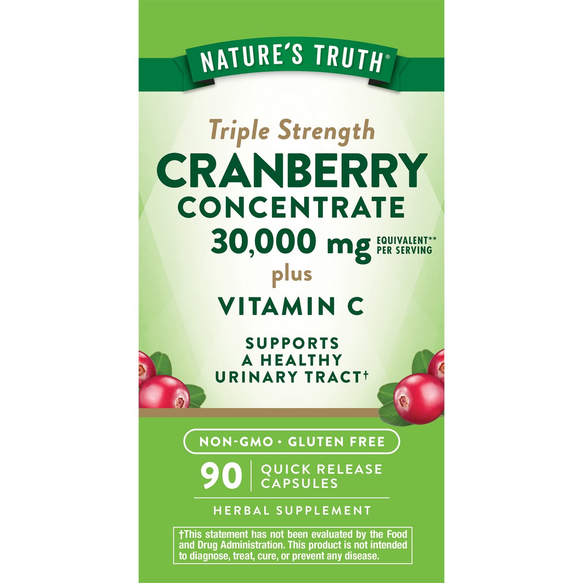 slide 1 of 4, Nature's Truth Triple Strength Cranberry Concentrate 15,000 mg plus Vitamin C, 90 ct