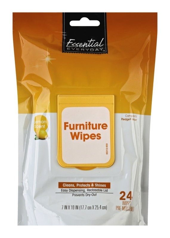 slide 1 of 1, Essential Everyday Lemon Furniture Wipes, 24 ct