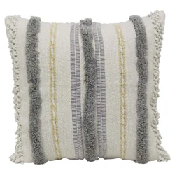 Brentwood Originals 18" Decorative Pillow Tufted Farmhouse Stripe Yellow