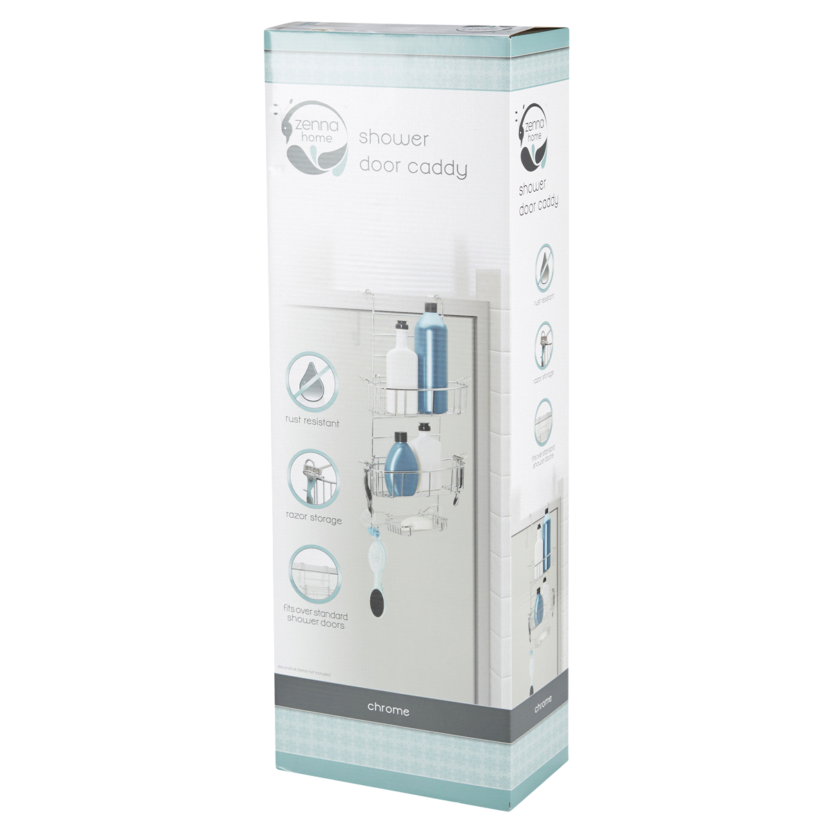slide 25 of 29, Zenna Home Over-the-Shower Door Caddy, Chrome, 1 ct