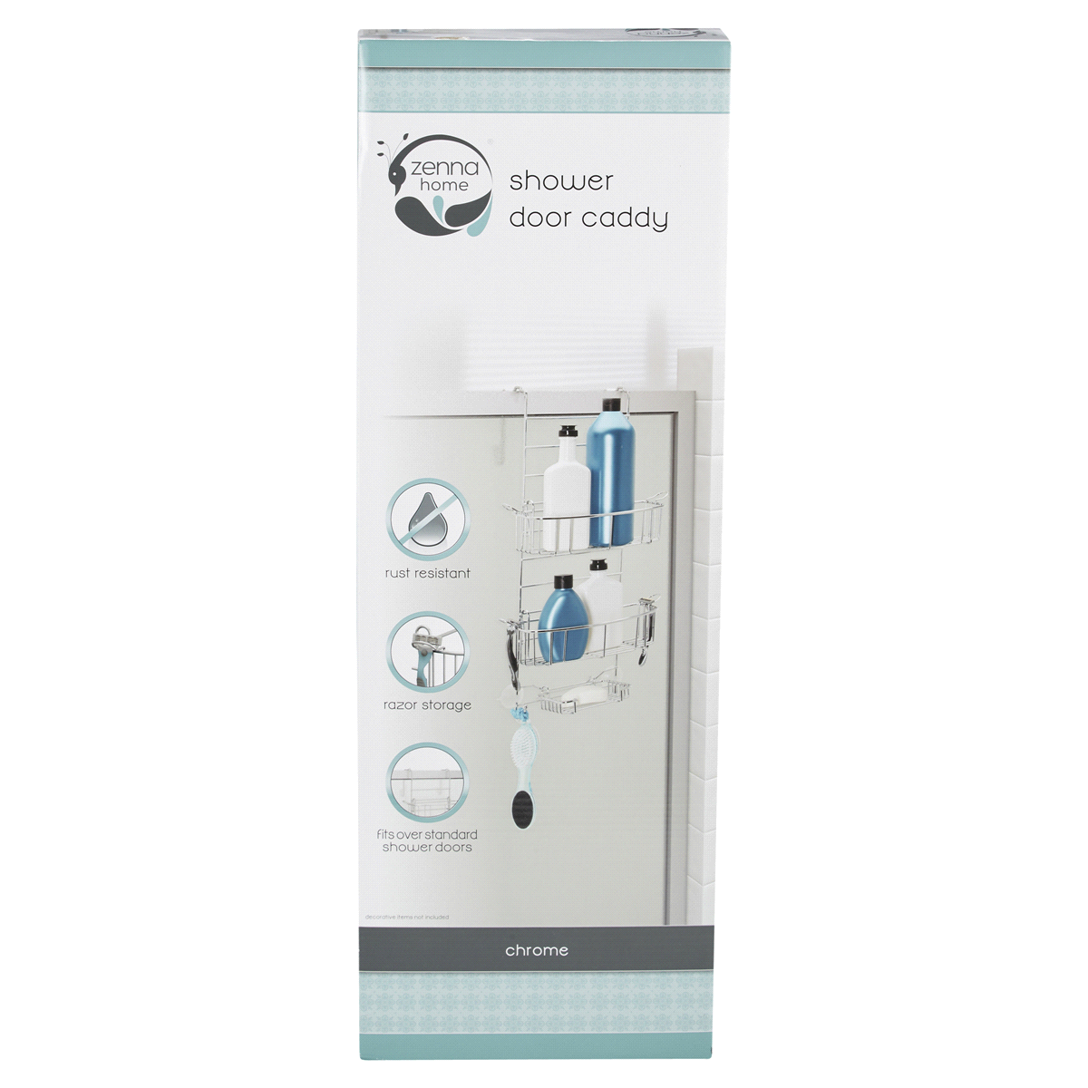 slide 1 of 29, Zenna Home Over-the-Shower Door Caddy, Chrome, 1 ct