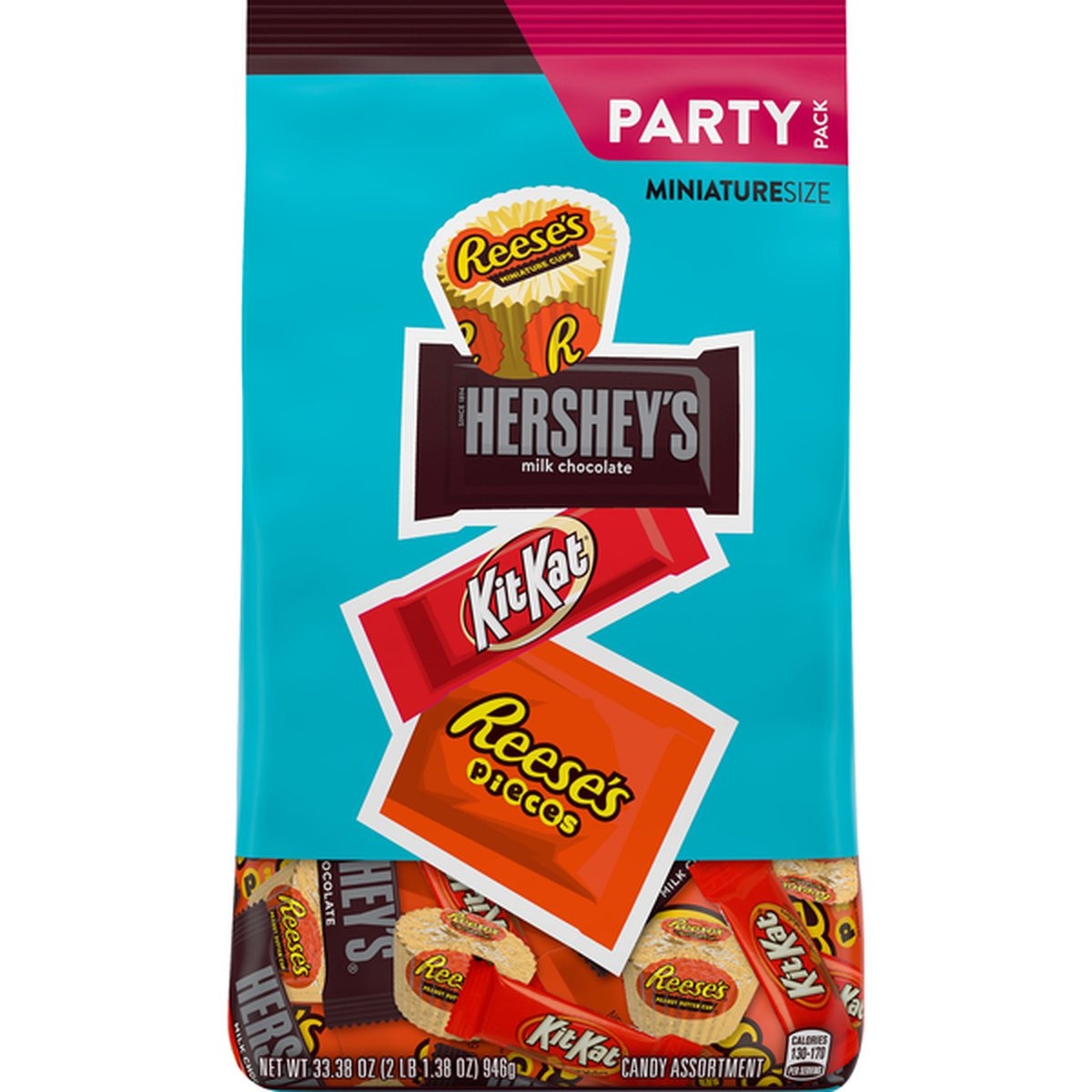 slide 1 of 1, Hershey Chocolate Candy, Miniature Size, Party Pack, 33.38 oz