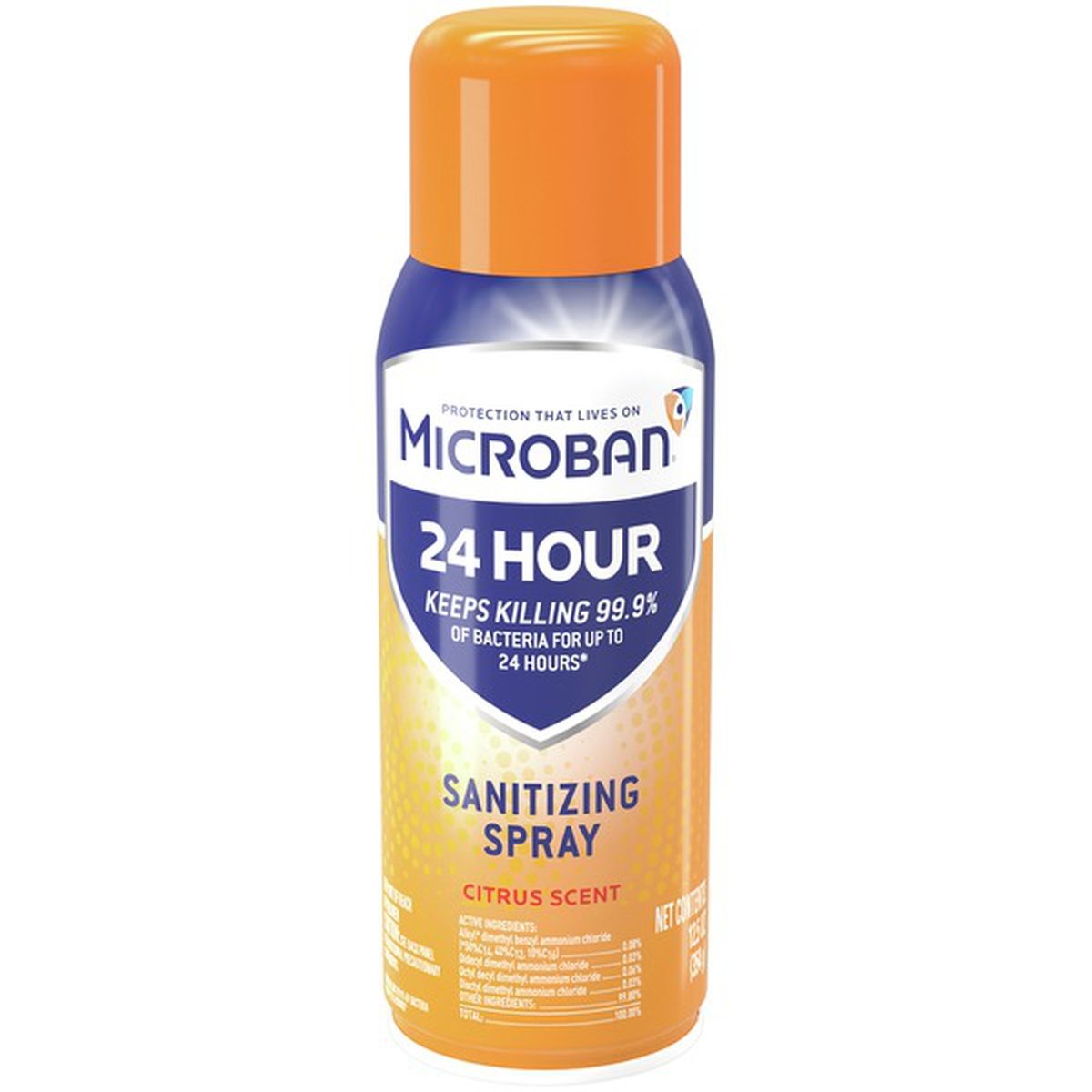 slide 1 of 1, Microban 24 Hour Disinfectant Sanitizing Spray, Citrus Scent, 12.5 oz