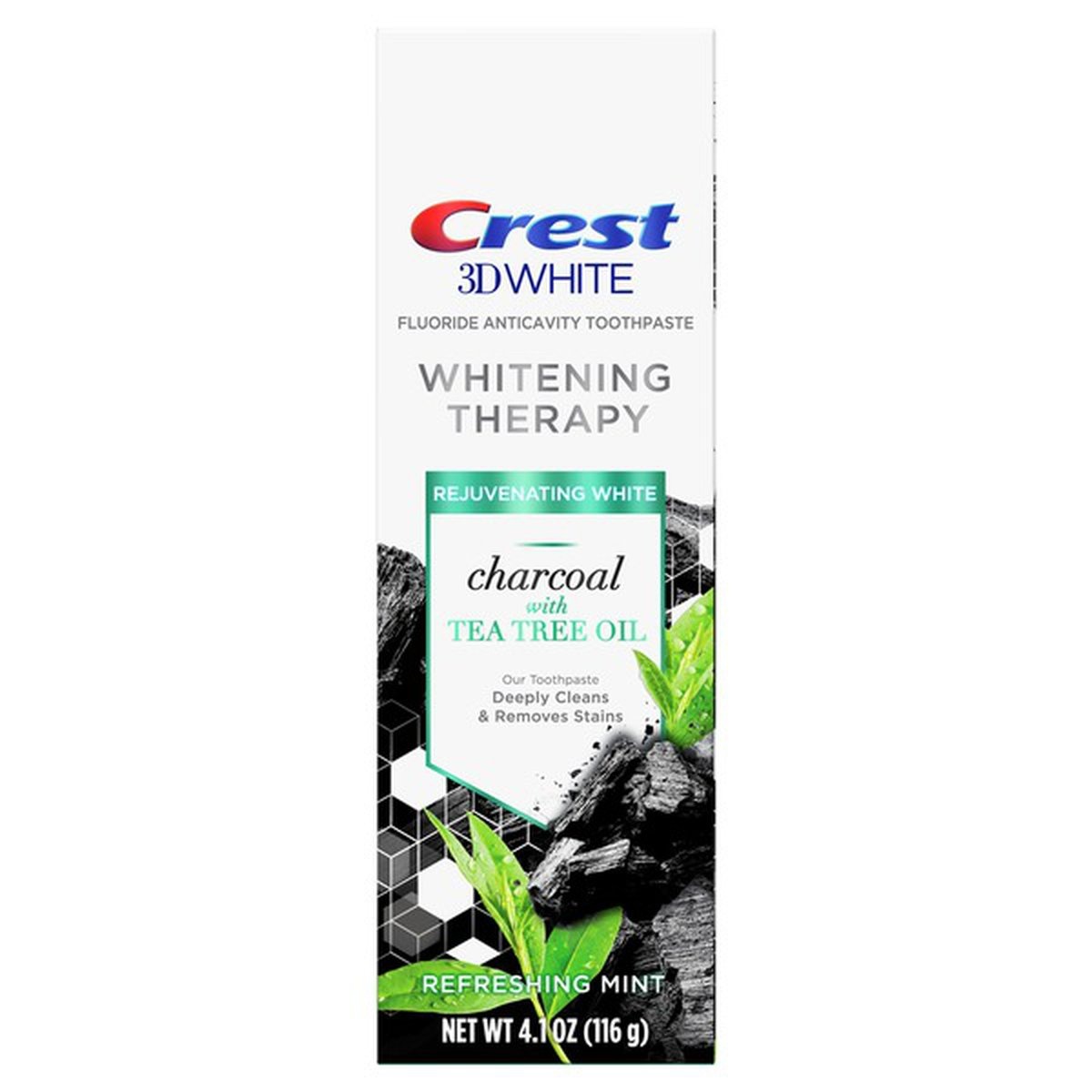 slide 1 of 1, Crest Charcoal Toothpaste, Charcoal With Tea Tree Oil, 4.1 oz