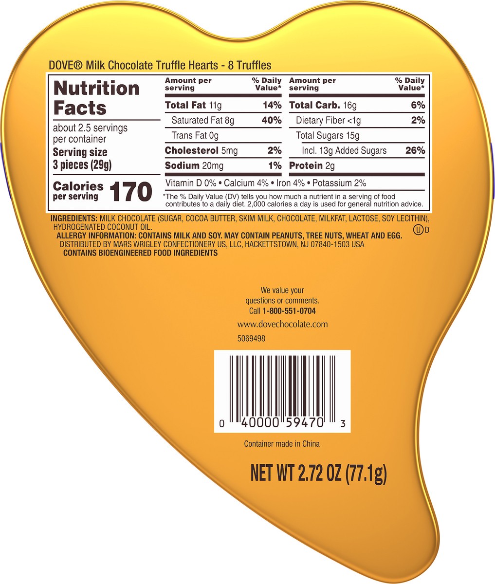 slide 5 of 14, Dove Milk Chocolate Truffles Valentine'S Day 2.72 Ounces Each, 1 ct