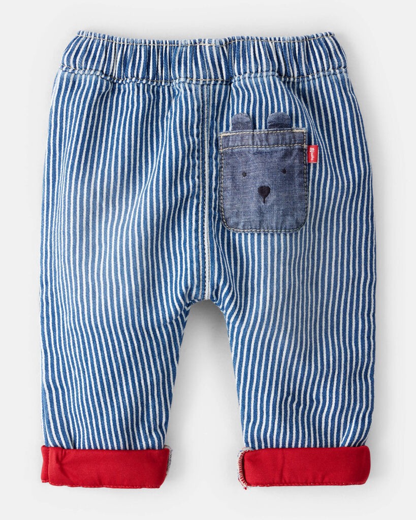 slide 5 of 5, Oshkosh Baby Bear Pocket Hickory Striped Pants - Blue Multi 12M, 1 ct