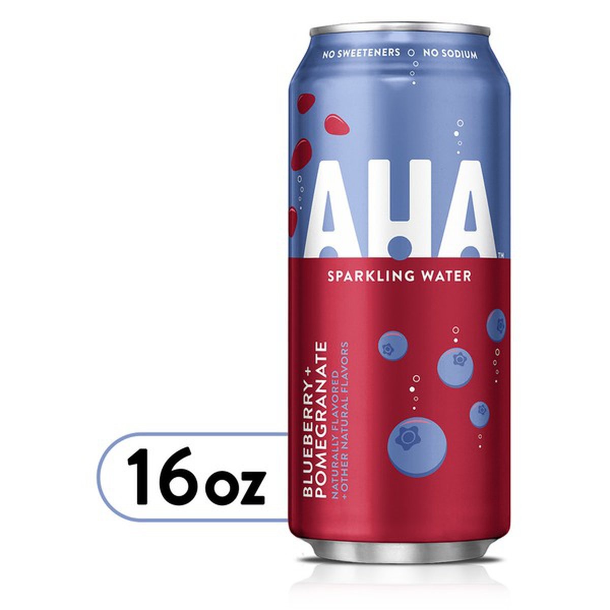 Aha Sparkling Water, Blueberry Pomegranate Flavored Water, Zero