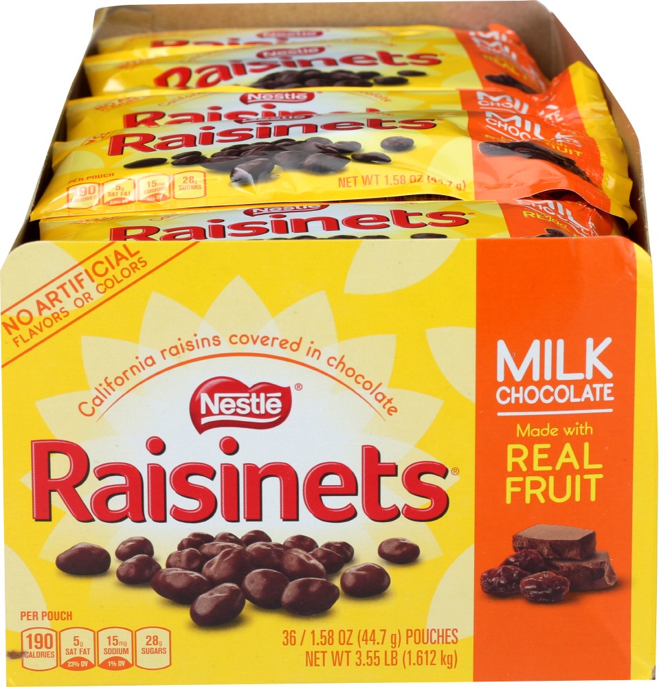 slide 1 of 6, Raisinets Raisins, Milk Chocolate Covered, 1.58 oz