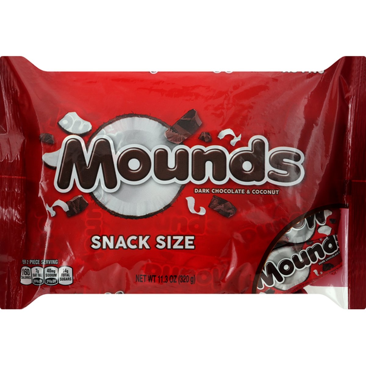 slide 1 of 1, Mounds Candy Bar, Dark Chocolate & Coconut, Snack Size, 11.3 oz