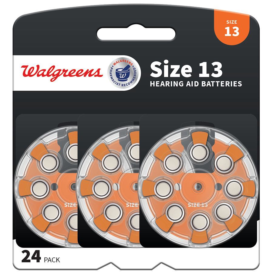 slide 1 of 1, Walgreens Hearing Aid Batteries, Zero Mercury #13, 24 ct