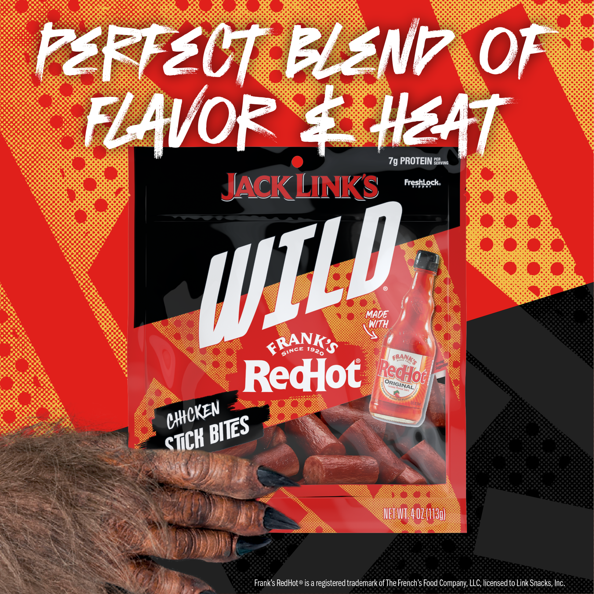 slide 4 of 7, Jack Link's Wild Frank's RedHot Chicken Stick, 7 ounce, 